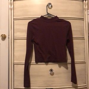 Cropped Maroon Turtleneck